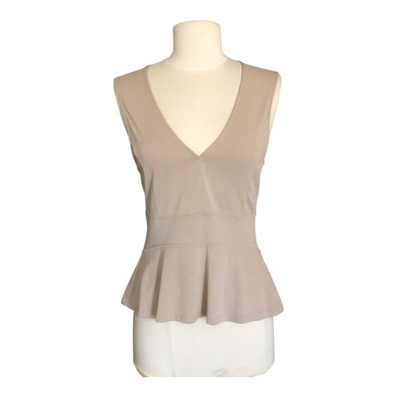 BCBGMAXAZRIA Amma Peplum Top V-neck Sleeveless Stretch Blouse Women's XXS - Picture 1 of 10